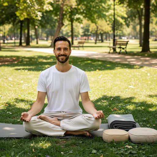 Una mujer rodeada de velas y flores, creando un ambiente relajante.